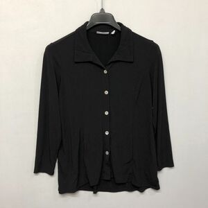 Susan Graver Women Button Shirt Top Blouse Size MP Medium Petite Black M192 -7